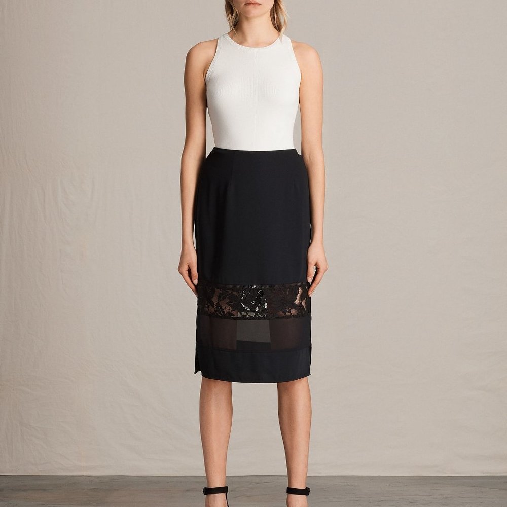 All Saints Olivia Lace Cutout Skirt